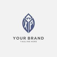 XP logo with leaf shape, clean and modern monogram initial logo design vector