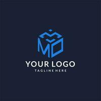 MO logo hexagon designs, best monogram initial logo with hexagonal shape design ideas vector