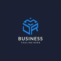 JR logo hexagon designs, best monogram initial logo with hexagonal shape design ideas vector