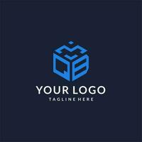 QB logo hexagon designs, best monogram initial logo with hexagonal shape design ideas vector