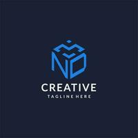 ND logo hexagon designs, best monogram initial logo with hexagonal shape design ideas vector