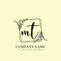 MT Initial beauty floral logo template vector