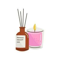 Candle and incense sticks vector