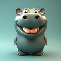 colección de feliz, sonriente, alegre dibujos animados estilo hipopótamo caracteres para verano, vacaciones diseño. dibujos animados hipopótamo sonriente avatar generativo ai foto