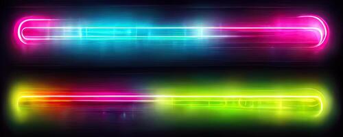 illustration of gaming background abstract, cyberpunk style of gamer wallpaper, neon glow light of sci-fi. Glowing iridescent neon lights for both light and dark backgrounds. photo