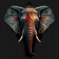 illustration of creative of elephant made of colorful geometric shapes on background. Leader, courage, strong and brave, photo