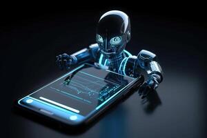 Artificial intelligence in a mobile phone, . photo
