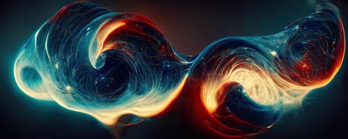 Illusion or dream, innovation or exploration, technology or sci fi. Physics quantum fluctuations 8k octane rendered ultra realistic. Digital art banner for game or movie. photo