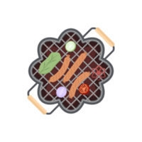 delizioso grigliato salsicce su un ferro padella griglia stufa png