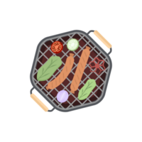 delizioso grigliato salsicce su un ferro padella griglia stufa png