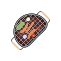 delizioso grigliato salsicce su un ferro padella griglia stufa png