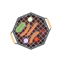 delizioso grigliato salsicce su un ferro padella griglia stufa png