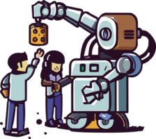 Human is working with robot png graphic clipart design