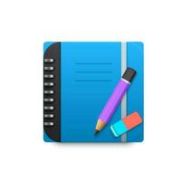 Notebook with pencil and eraser 3d design element vector