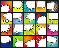 Cartoon speech bubbles, pop art comics background vector