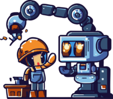 Human is working with robot png graphic clipart design