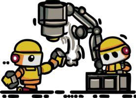 Human is working with robot png graphic clipart design