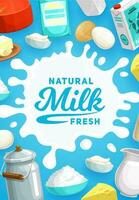 Dairy products and milk, farm food vector