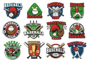 Baseball sport game vector icons