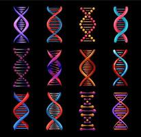 DNA helix isolated icons, genetics medicine vector