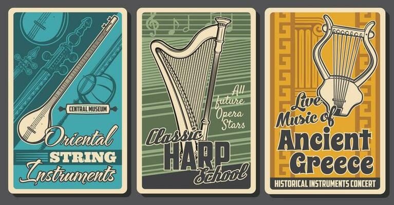String music instrument vector banners