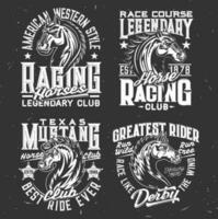 Tshirt prints with horse stallion equestrian sport vector