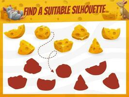 Find correct silhouette game with cheese and mouse vector