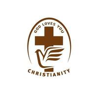 cristiandad religión icono con paloma y cruzar vector