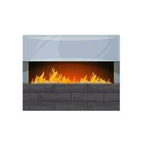 Modern interior artificial fireplace with flames vector