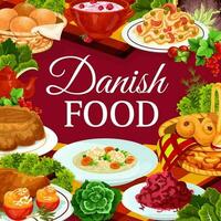 Danish food cuisine Scandinavian buffet meals menu vector