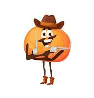 Cartoon robber orange character with guns, pistols vector