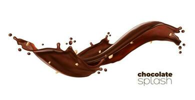 Chocolate cocoa, coffee milk isolated flow splash vector