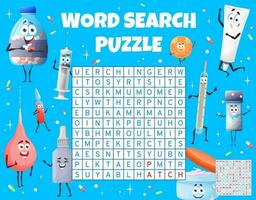 Cartoon medical pills word search puzzle game vector