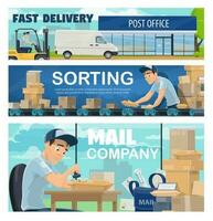 Post office sorting line and delivery vector