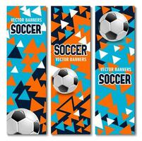 Soccer football banners, cards with 3d balls vector