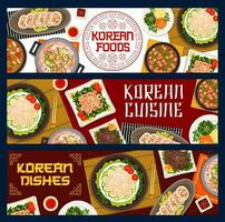 coreano cocina restaurante comidas vector carteles
