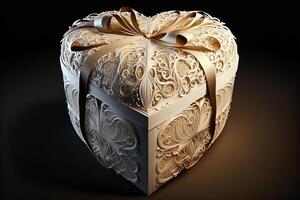 Realistic decorative gift boxes 3d gifts white cardboard packaging templates side view heart shape presents Perfectly wrapped valentines giftbox luxury cardboard photo