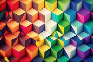 Abstract rainbow colored geometric background, with lots of copy space. Rainbow of colorful blocks abstract background. abstract geometric mosaic rainbow. photo
