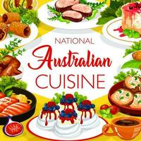 Australian cuisine food menu chicken and fish dish vector