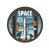 Shuttle spaceship and telescope space explore icon vector