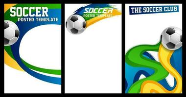 Soccer, football posters with realistic 3d ball vector