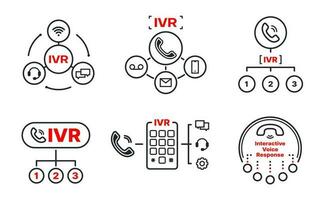 IVR icons, interactive voice response application vector