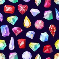 Gems pattern, crystal jewel gemstones background vector