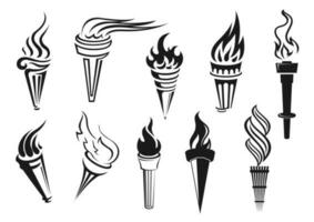 Torch with burning fire, sport victory symbol vector