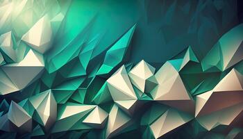 Polygonal high resolution pattern for background, white and teal and green flares. Abstract hexagonal polygonal low poly triangular high resolution futuristic green energetic background photo