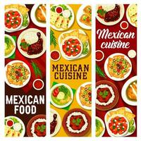 Mexican food restaurant meals and sauces posters vector