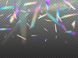 Holographic falling confetti glitters with bokeh vector