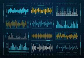 sonido olas frecuencia, audio música voz igualada vector