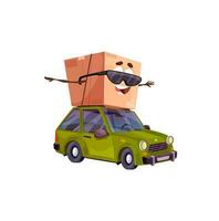Package delivery cartoon cardboard box on car vector