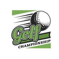 Golf championship vector icon with flying ball